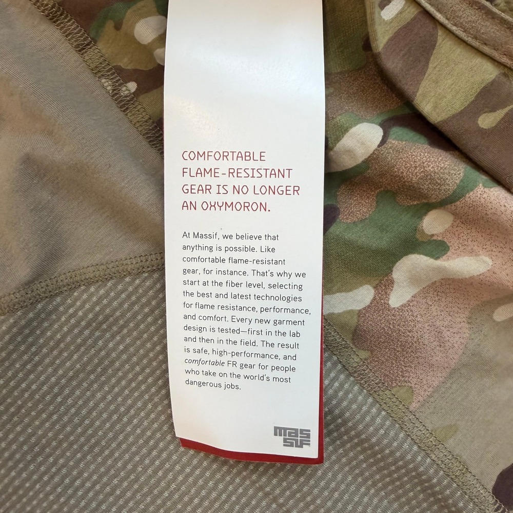 Massif Army Combat Shirt Large Flame Resistant Multicam Full Throttle NYC Logo - Picture 6 of 14